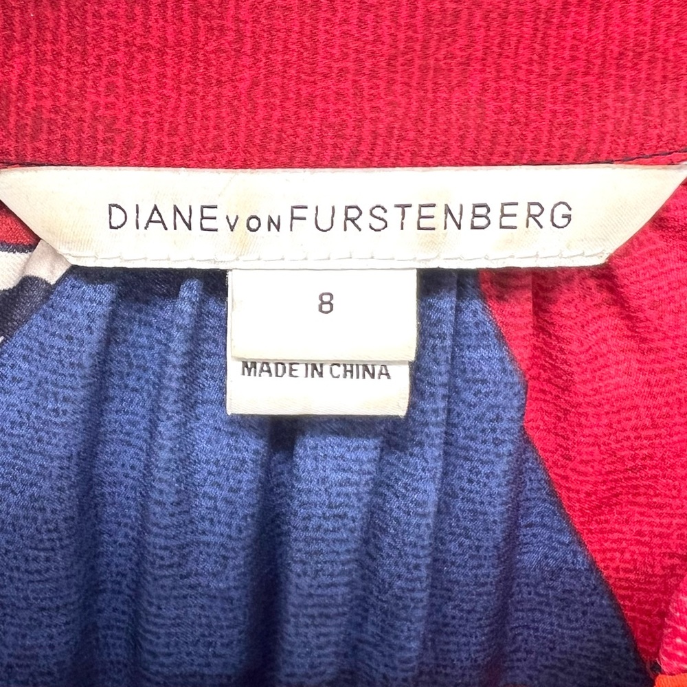 Diane Von Furstenberg Freya Silk Blend Colorful Abstract Shift Dress Women’s 8 - Picture 13 of 15